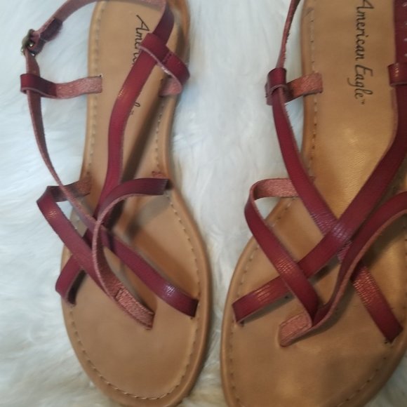 American Eagle Red Strappy Thong Sandal Size 9 - Picture 2 of 4